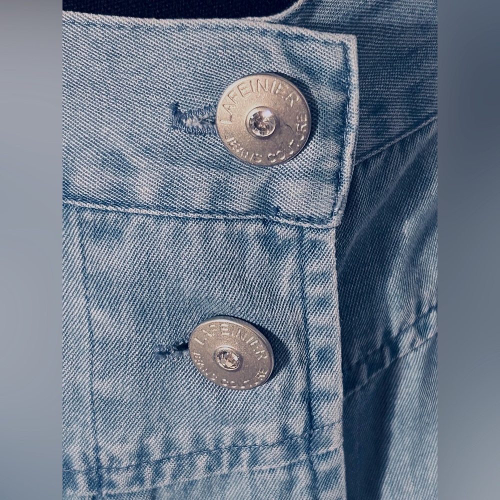 XL LAFEI-NIER COTTON LONG SKIRT DENIM JEAN CHAMBRAY BEADED BLUE SOFT BOHO - Picture 4 of 15